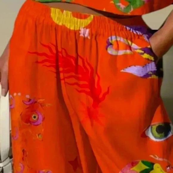 NWT Two Piece Graphic Print Sleeveless Crop Tank and Loose Fit Pant NIP … - Picture 3 of 6